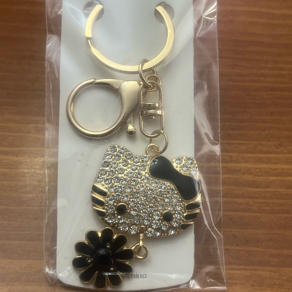 Gold and Black Hello Kitty Keychain